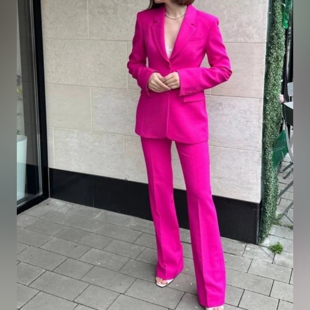 ZARA Flared Pants ZW Collection Fuschia Bnwt PANTS ONLY!